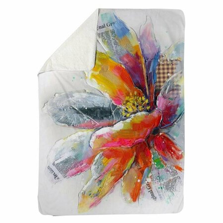 KD CUNA 60 x 80 in. Abstract Flower with Texture-Sherpa Fleece Blanket KD3333375